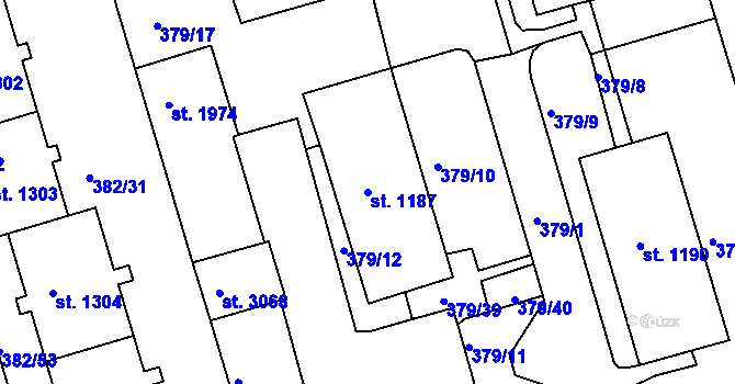 Parcela st. 1187 v KÚ Stará Role, Katastrální mapa