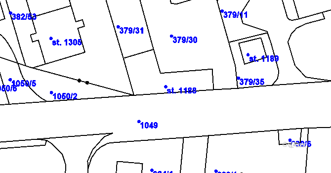Parcela st. 1188 v KÚ Stará Role, Katastrální mapa