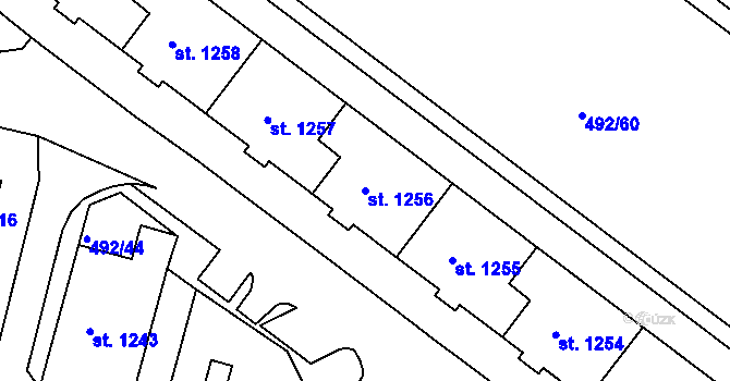 Parcela st. 1256 v KÚ Stará Role, Katastrální mapa
