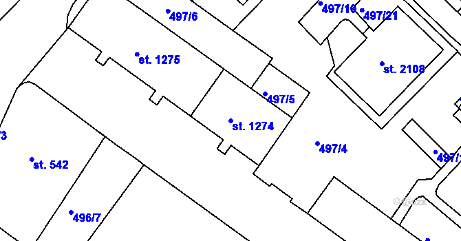Parcela st. 1274 v KÚ Stará Role, Katastrální mapa
