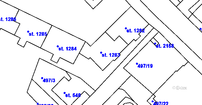 Parcela st. 1283 v KÚ Stará Role, Katastrální mapa