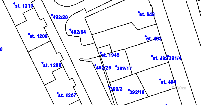 Parcela st. 1945 v KÚ Stará Role, Katastrální mapa