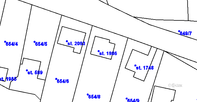 Parcela st. 1986 v KÚ Stará Role, Katastrální mapa