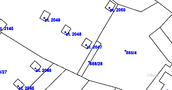 Parcela st. 2047 v KÚ Stará Role, Katastrální mapa