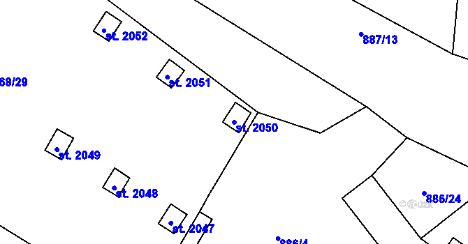 Parcela st. 2050 v KÚ Stará Role, Katastrální mapa