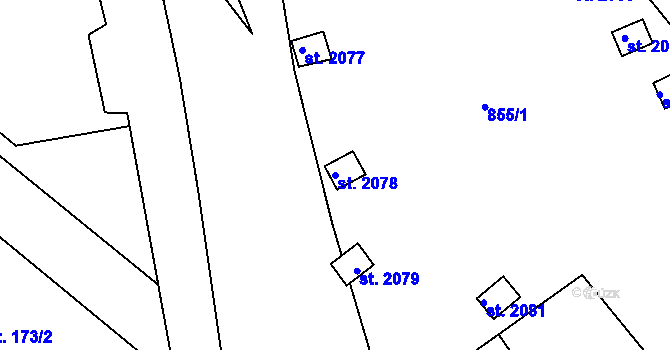 Parcela st. 2078 v KÚ Stará Role, Katastrální mapa