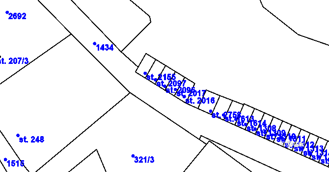 Parcela st. 2096 v KÚ Stará Role, Katastrální mapa