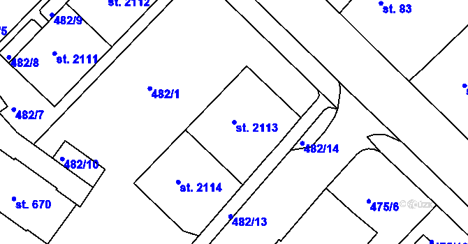 Parcela st. 2113 v KÚ Stará Role, Katastrální mapa