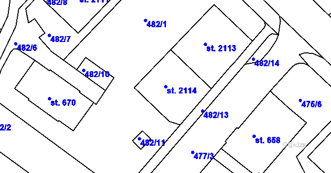 Parcela st. 2114 v KÚ Stará Role, Katastrální mapa