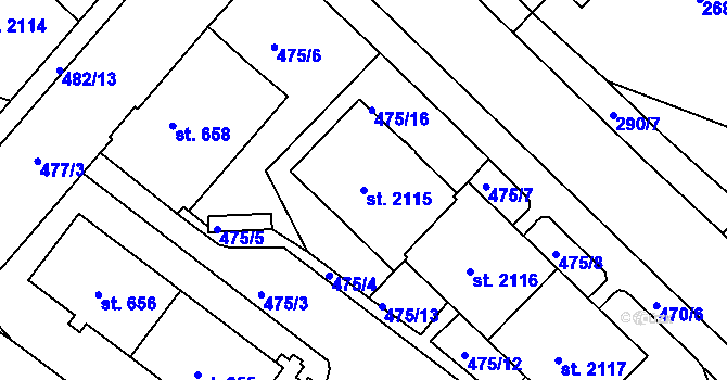 Parcela st. 2115 v KÚ Stará Role, Katastrální mapa