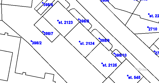 Parcela st. 2124 v KÚ Stará Role, Katastrální mapa