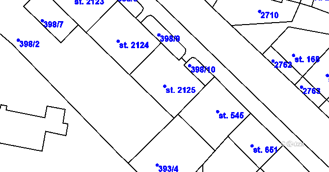 Parcela st. 2125 v KÚ Stará Role, Katastrální mapa