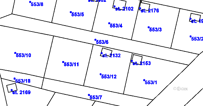 Parcela st. 2132 v KÚ Stará Role, Katastrální mapa