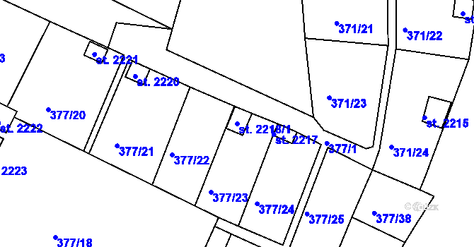 Parcela st. 2218/1 v KÚ Stará Role, Katastrální mapa