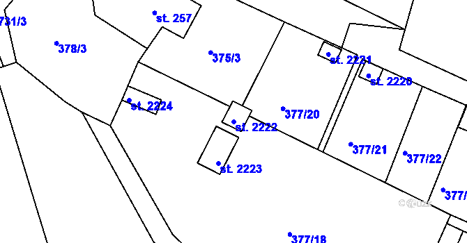 Parcela st. 2222 v KÚ Stará Role, Katastrální mapa
