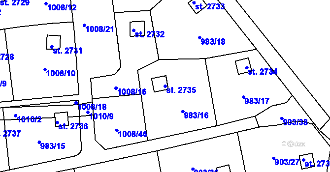 Parcela st. 2735 v KÚ Stará Role, Katastrální mapa