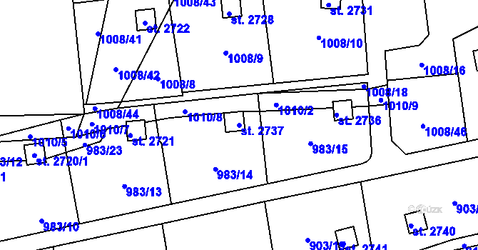 Parcela st. 2737 v KÚ Stará Role, Katastrální mapa