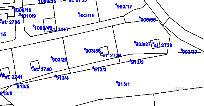 Parcela st. 2739 v KÚ Stará Role, Katastrální mapa