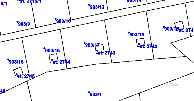 Parcela st. 2743 v KÚ Stará Role, Katastrální mapa
