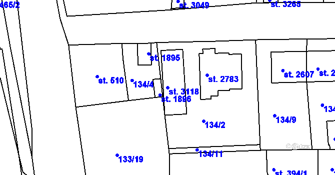 Parcela st. 3118 v KÚ Stará Role, Katastrální mapa