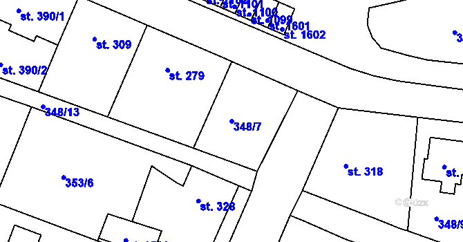 Parcela st. 348/7 v KÚ Stará Role, Katastrální mapa