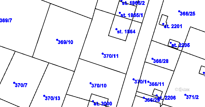 Parcela st. 370/11 v KÚ Stará Role, Katastrální mapa