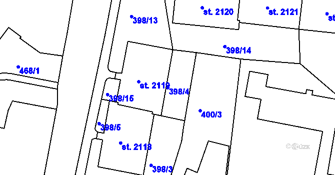 Parcela st. 398/4 v KÚ Stará Role, Katastrální mapa