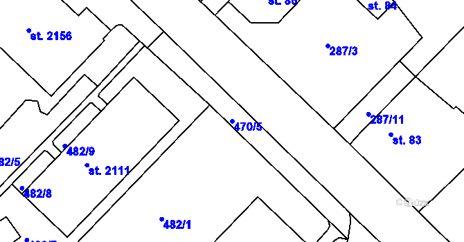 Parcela st. 470/5 v KÚ Stará Role, Katastrální mapa