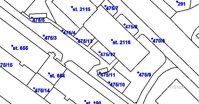 Parcela st. 475/12 v KÚ Stará Role, Katastrální mapa