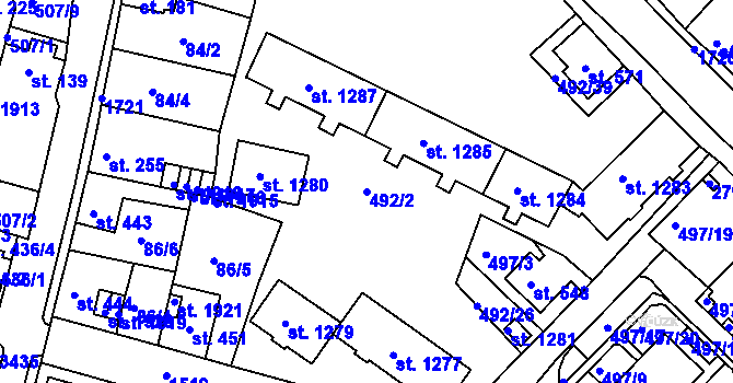 Parcela st. 492/2 v KÚ Stará Role, Katastrální mapa
