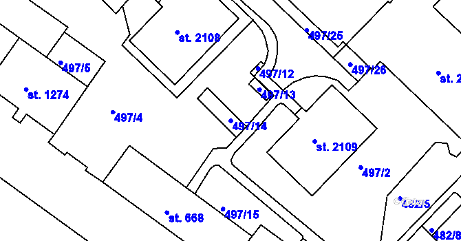 Parcela st. 497/14 v KÚ Stará Role, Katastrální mapa