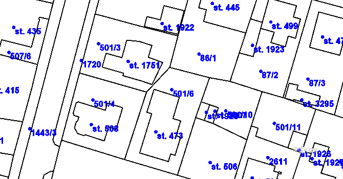Parcela st. 501/6 v KÚ Stará Role, Katastrální mapa