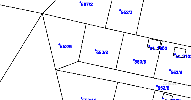 Parcela st. 553/8 v KÚ Stará Role, Katastrální mapa