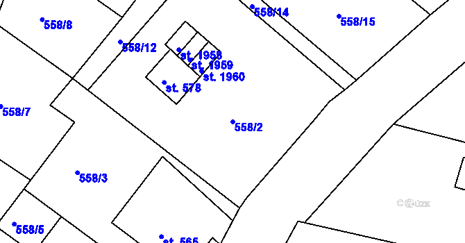 Parcela st. 558/2 v KÚ Stará Role, Katastrální mapa