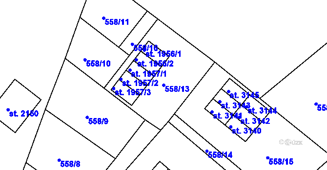 Parcela st. 558/13 v KÚ Stará Role, Katastrální mapa