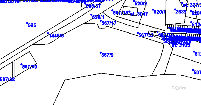 Parcela st. 567/9 v KÚ Stará Role, Katastrální mapa