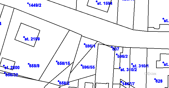 Parcela st. 596/1 v KÚ Stará Role, Katastrální mapa