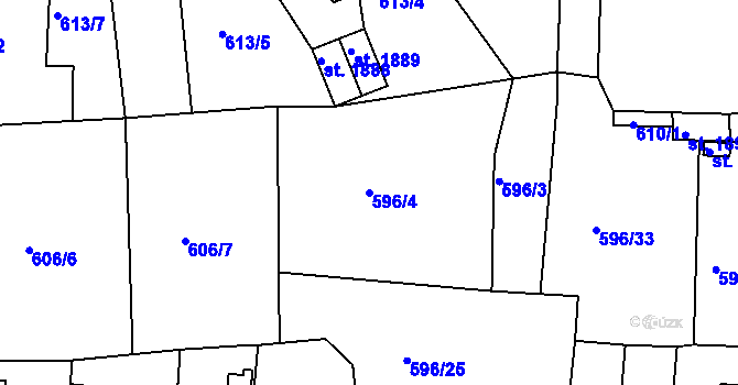 Parcela st. 596/4 v KÚ Stará Role, Katastrální mapa