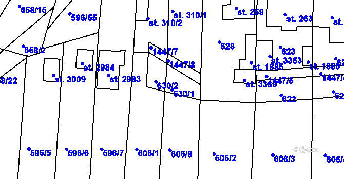 Parcela st. 630/1 v KÚ Stará Role, Katastrální mapa