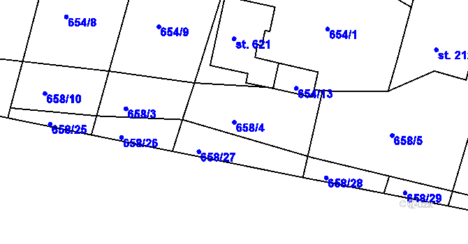 Parcela st. 658/4 v KÚ Stará Role, Katastrální mapa