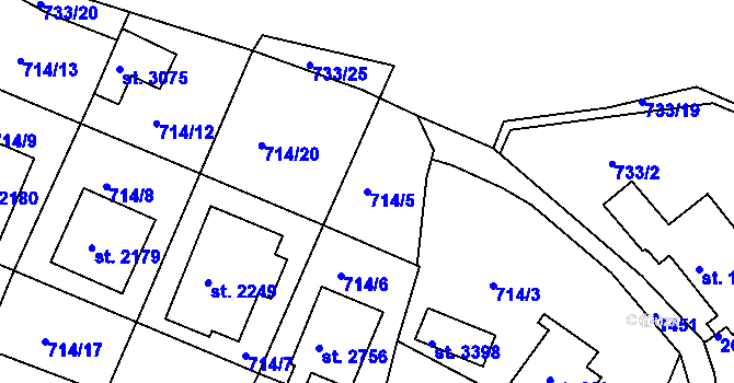 Parcela st. 714/5 v KÚ Stará Role, Katastrální mapa