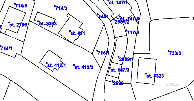 Parcela st. 715/1 v KÚ Stará Role, Katastrální mapa