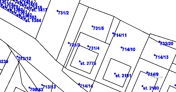 Parcela st. 731/4 v KÚ Stará Role, Katastrální mapa