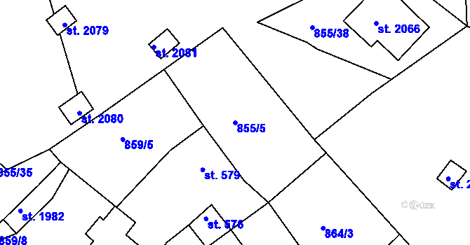 Parcela st. 855/5 v KÚ Stará Role, Katastrální mapa