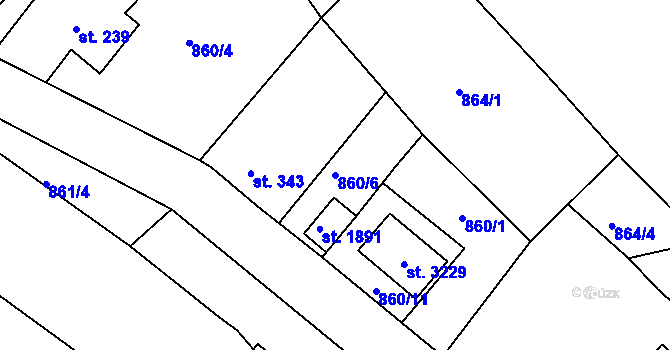 Parcela st. 860/6 v KÚ Stará Role, Katastrální mapa