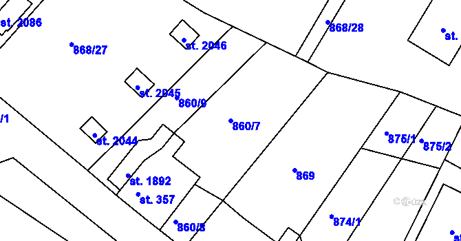 Parcela st. 860/7 v KÚ Stará Role, Katastrální mapa
