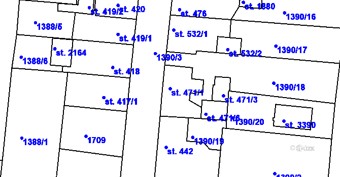 Parcela st. 471/1 v KÚ Stará Role, Katastrální mapa