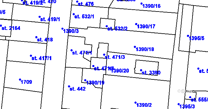 Parcela st. 471/3 v KÚ Stará Role, Katastrální mapa