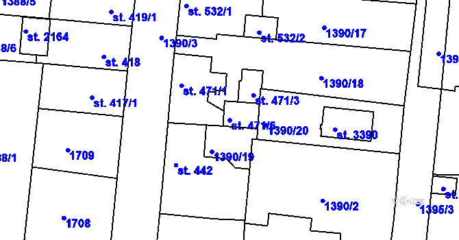 Parcela st. 471/6 v KÚ Stará Role, Katastrální mapa