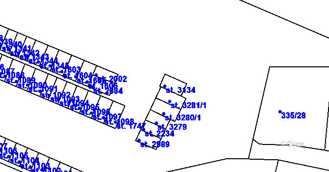 Parcela st. 3134 v KÚ Stará Role, Katastrální mapa